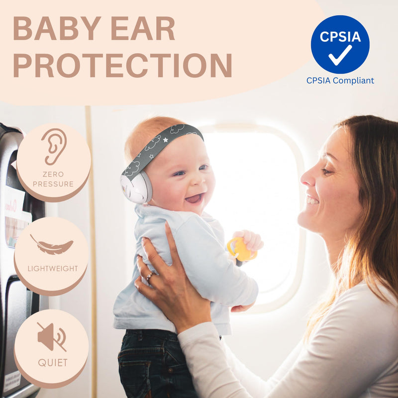 [Australia] - Baby Noise Cancelling Headphones - Soundproof Ear Muffs for Sleep 0-24 Months Gray 