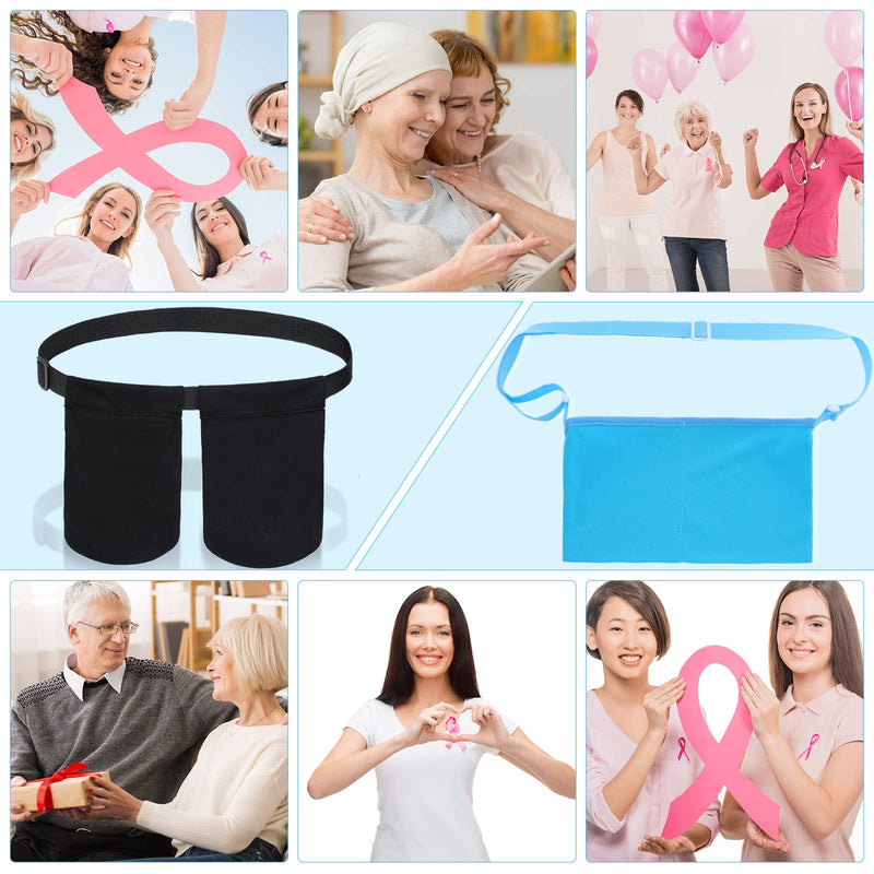 [Australia] - Mastectomy Drain Holder Adjustable Drain Pouch with Shower Bag Mastectomy Breast Shirts with Drain Two Pockets Mastectomy Tummy Tuck Recovery Supplies(Black, Blue, Two Pockets,Two Pockets) Black,blue 