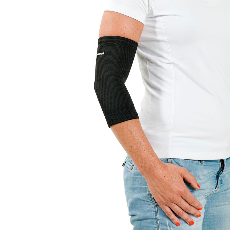Back on Track 2-Way Stretch Black Elbow Brace - Enhanced Recovery & Support for Tennis, Golf, Training, Work and Daily Activities X-Small