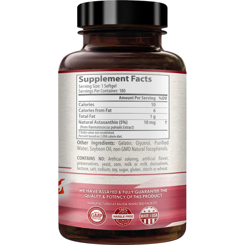 [Australia] - Easy Absorption Astaxanthin Supplement - 10mg Astaxanthin from Haematococcus Pluvialis Fresh Microalgae for Skin and Eye Health Support - Rich in Antioxidants and Carotenoids (180 Servings) 