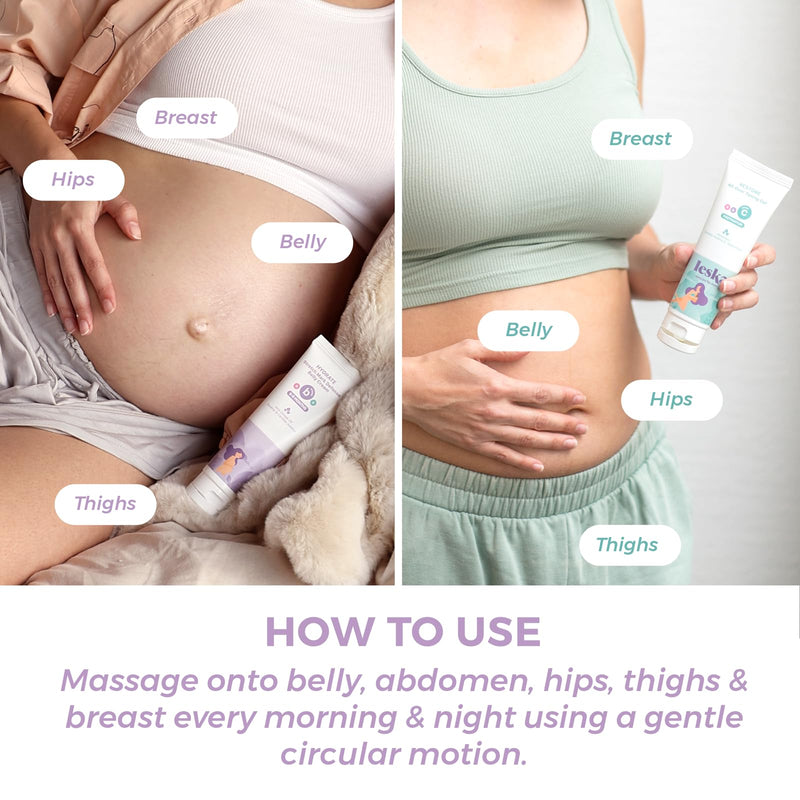 [Australia] - Leska Maternity Stages B & C Set | HYDRATE Belly Cream & RESTORE All-Over Toning Gel | Pregnant Moms Months 6-9 and Postpartum | Part of Complete 3-Part Maternity Skincare System (Set of 2, 4oz each) 4-9+ Months, Cream & Gel (2-Pack) 