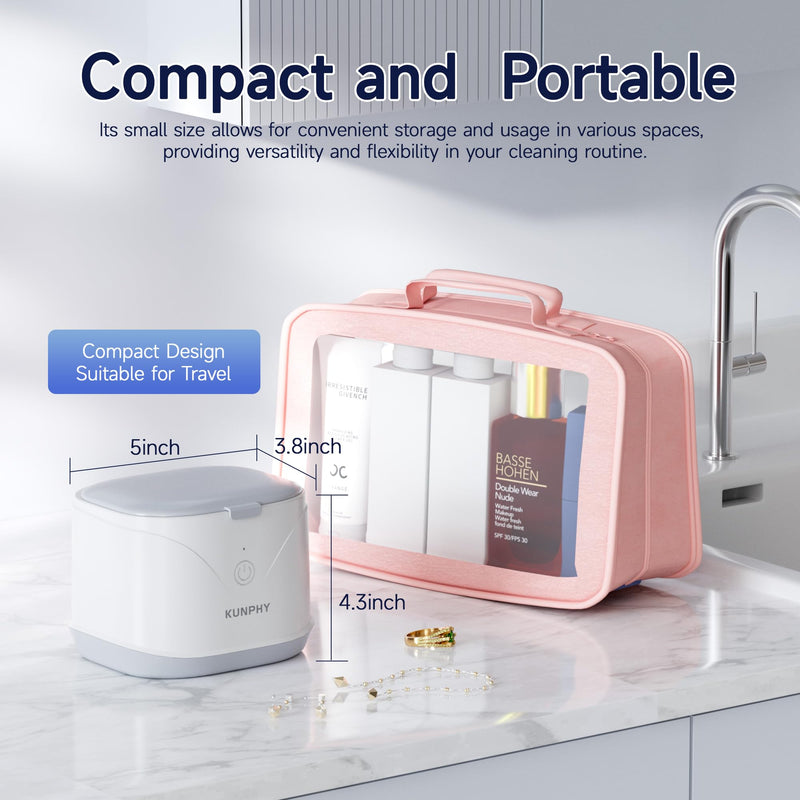 [Australia] - Ultrasonic Retainer Cleaner, KUNPHY 46KHz Professional Ultrasonic Jewelry Cleaner 7.5Oz, Retainer Cleaner Machine for Dentures, Braces, Aligner, Dental Appliances (White) White 