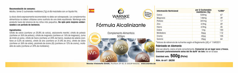 [Australia] - Base powder 500g - with 9 minerals and trace elements, acid-base balance, vegan | Warnke vital substances - German pharmacy quality 