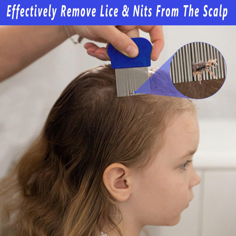 [Australia] - Lice Comb, 8 Pcs Flea Comb, Hair Double Sided Fine Tooth Combs, Removal Dandruff,with Metal Teeth,Stainless Steel Louse and Nit Combs for Head Lice Treatment 