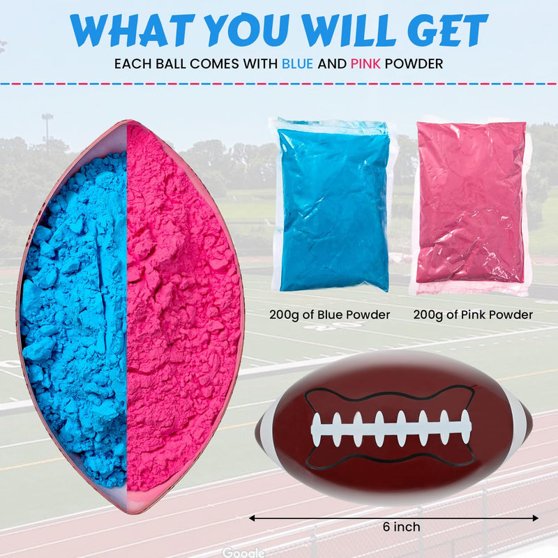 ZZPAKUE Gender Reveal Football Gender Reveal Kit Football with Powder Blue and Pink Boy or Girl Exploding Ball for Gender Reveal Games Baby Shower Party Supplies