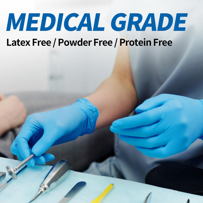[Australia] - Basic Vinyl Medical Exam Gloves, 4 Mil Powder-Free Latex-Free Food Grade Cleaning Disposable Glove, Blue 100Pcs Blue (Large 100) 