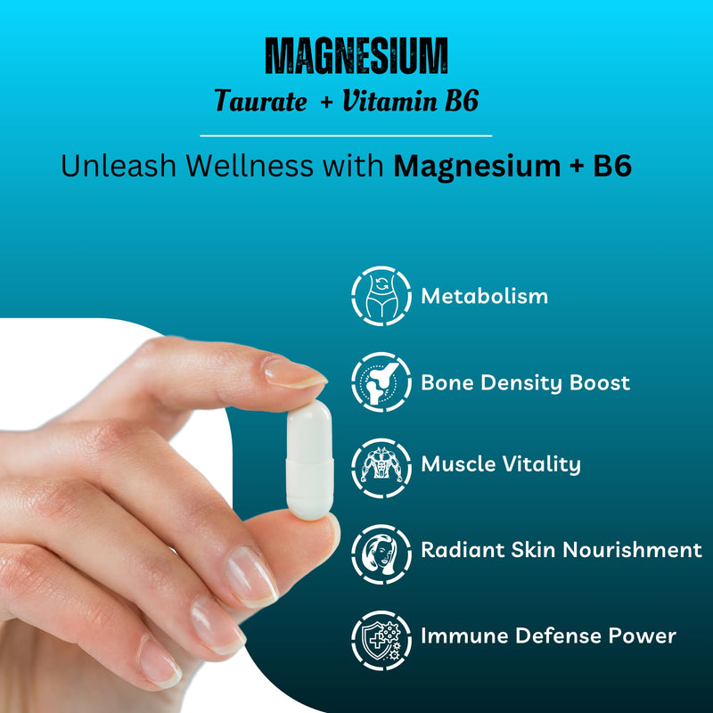 Magnesium Taurate Capsules 507mg Supplement with Vitamin B6-2 in 1 Magnesium Taurate Supplement 120 Capsules Support Energy & Muscle Function, Men & Women, 120 Days Supply Heart by The Good Guru