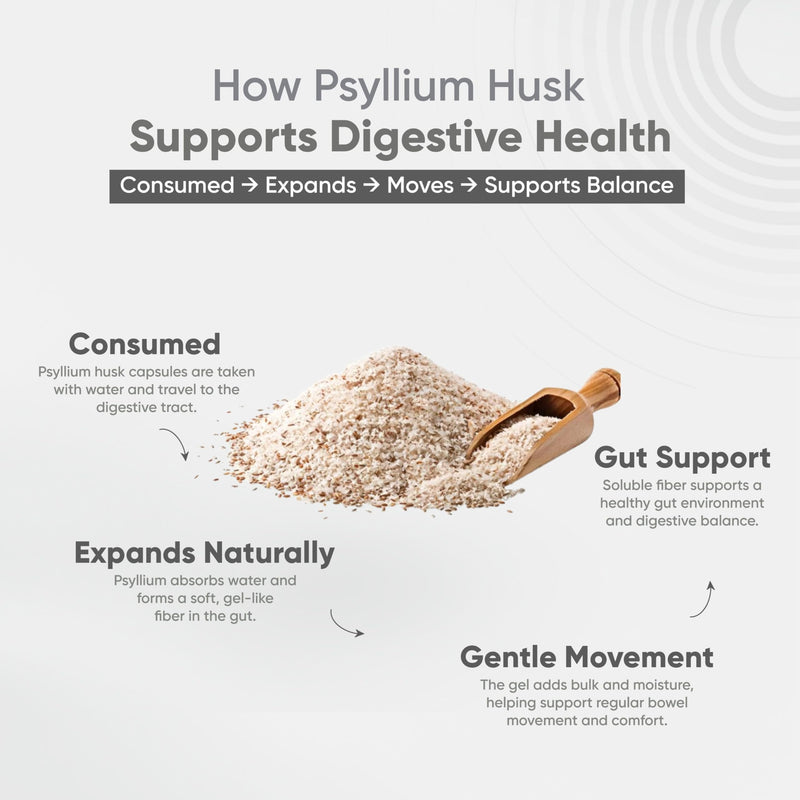 Vitaminnica Vita Husk Pysllium Husk Supplement 1000mg- High Fibre Supplement for Digestive Health, Regularity & Weight Management- Vegan & Gluten-Free - 60 Capsules