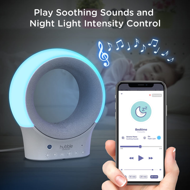 [Australia] - Hubble Eclipse Soother, Kids & Baby Audio Monitor, 7-Color Night Light, Speaker with Calming Music & Sleep Tracks, Baby White Noise Machine, Sleep Trainer with Wi-Fi Connectivity 