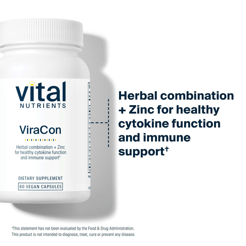 Vital Nutrients ViraCon - Vegan Immune Support Supplement* - Zinc, Elderberry, Licorice Root Extract, & Other Herbs for Comprehensive Immune Support - Gluten, Dairy, Soy Free - Non-GMO - 60 Capsules