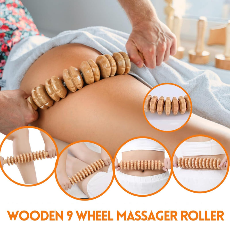 [Australia] - Wood Therapy Massage Tools, Maderoterapia Kit with Lymphatic Drainage Massager, Wooden Body Sculpting Tools, Pain Relief Wooden Massage Roller, Wood Therapy Tools for Body Sculpting & Shaping (5Pcs) 