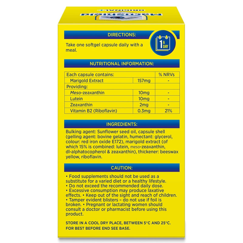 MacuShield Original Plus Capsules - 30-Day Pack, Eye Health Supplement* with Lutein Zeaxanthin and Meso-Zeaxanthin + Vitamin B2 (Riboflavin) which Helps Maintain Normal Vision