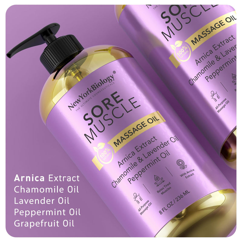 [Australia] - New York Biology Sore Muscle Massage Oil 8 Fl Oz ‚Äì Made with 100% Natural Oils ‚Äì Soothing Body Massage Oil - Absorbs Easily 8 Fl Oz (Pack of 1) 