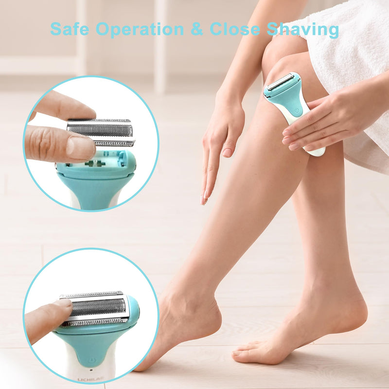 Electric Razor for Women,Lady Shaver for Pubic Hair,Women's Wet & Dry Electric Shaver for Leg,Cordless Bikini Trimmer,Body Hair Removal for Underarms,Green/i7tr