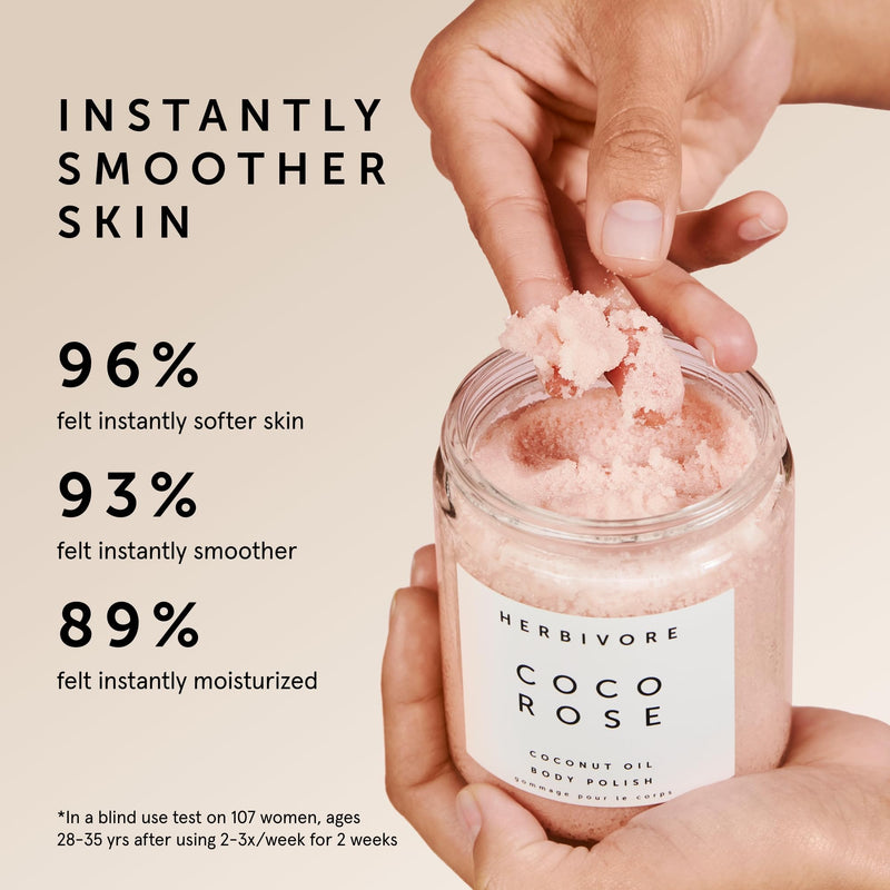 [Australia] - HERBIVORE Coco Rose Exfoliating Body Scrub + In-Shower Moisturizer with Coconut Oil, Shea Butter + Pink Clay for Softer, Smoother Skin | Vegan, Plant-Based, Cruelty-Free 8 Ounce (Pack of 1) 