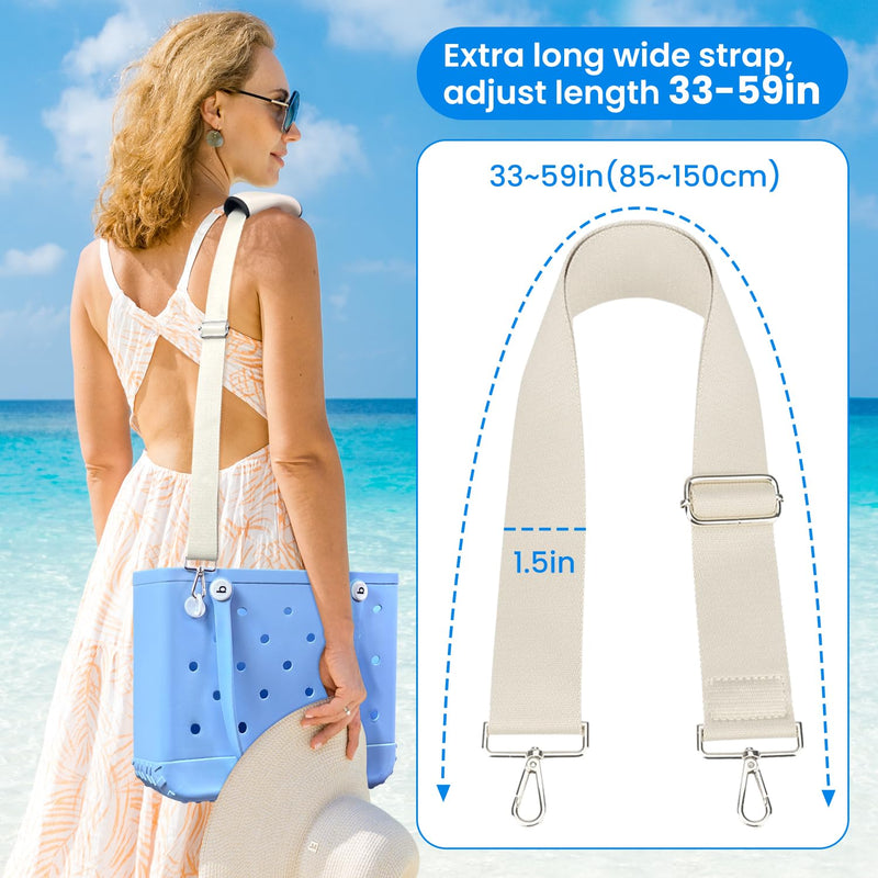 XYFuuee Replacement Strap Wrap& Top Cup Holder Tray for Bogg Bag, Must Have Beach Rubber Tote Bag Accessories, Adjustable Crossbody Shoulder Long Straps, Instant Table, Free Your Hand