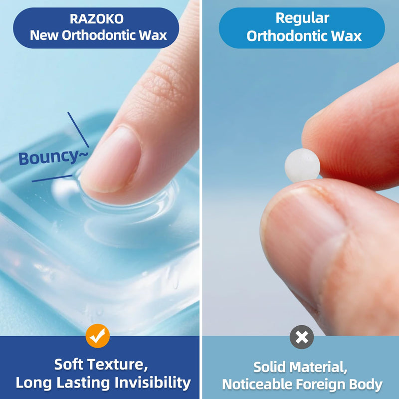 [Australia] - RAZOKO Orthodontic Wax for Braces Wax Dots Gentle Comfort, Clear Invisible Fit, All Day Protection 48 Individual Hygienic Packaging Dental Wax 48pcs 