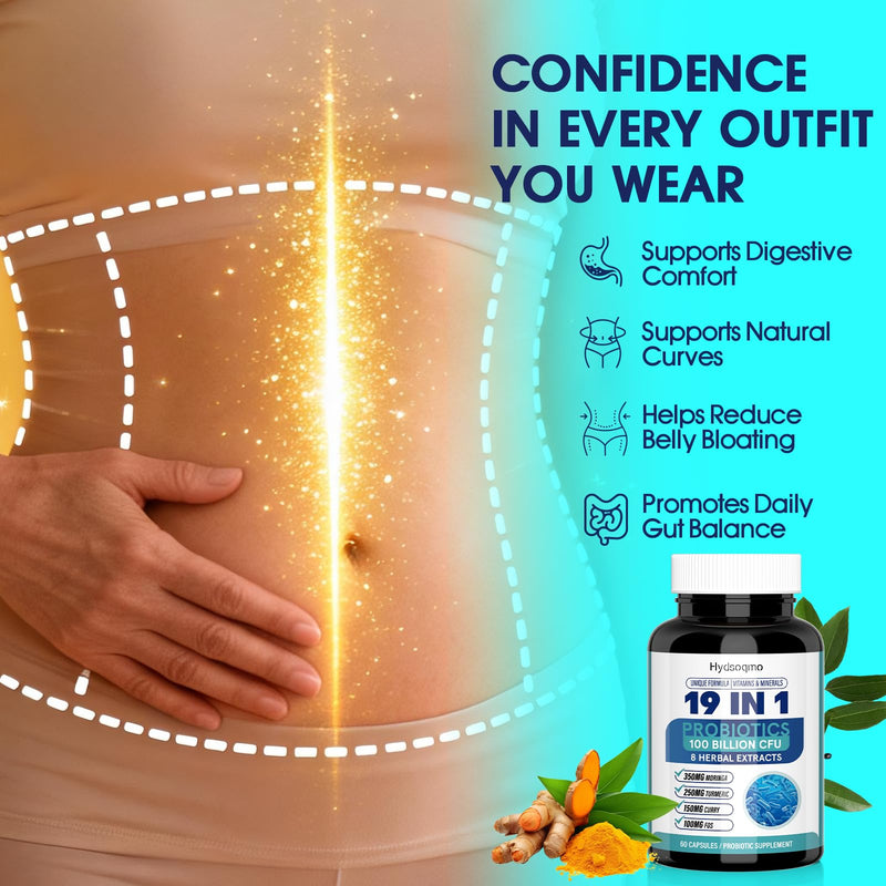Probiotics for Women – Menopause, Digestive & Gut Health Support with 100 Billion CFU, FOS Turmeric, Moringa, Curry, Boswellia Serrata, Vitamins & Minerals, Daily Probiotic Supplement, 60 Capsules 60 Count (Pack of 1)