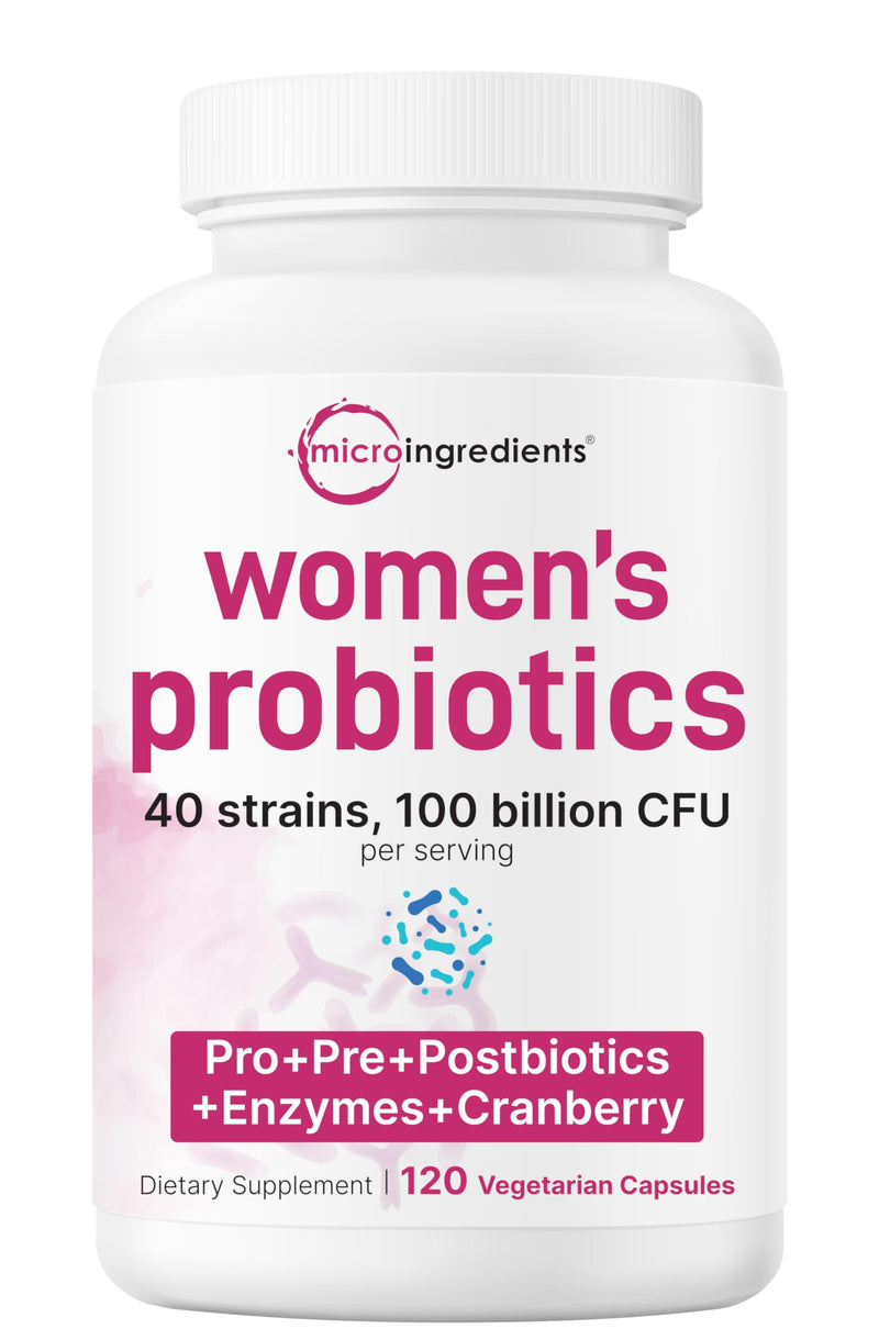 Micro Ingredients 8-in-1 Multi Collagen Powder & Women’s Probiotics 100 Billion CFU Veggie Capsules | 2 Pack | Hydrolyzed Peptides + Hyaluronic Acid & Vitamin C | 40 Strains + Cranberry & D-Mannose