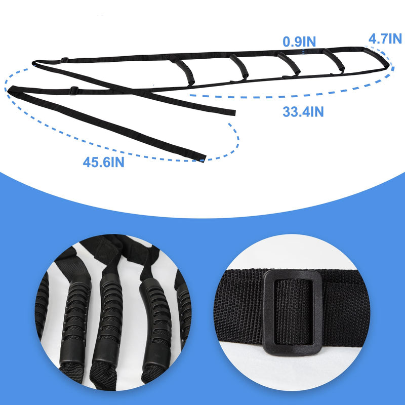 [Australia] - Bed Ladder Assist - Pull Up Sit Up Assist Device with Non-Slip 5 Handles & Adjustable Height, Rope Ladder Strap, Mobility Aid for Elderly, Senior, Injury Patient, Pregnant, Handicap, Safe Bed Transfer 5H 