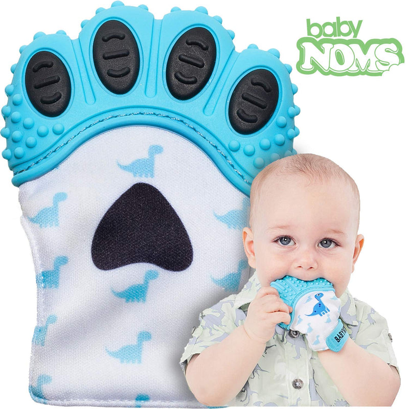 [Australia] - ® Teething Mitten | The Original Teething Paw | Safe Silicone Teething Toy or Teething Ring Provides Self-Soothing Teething Relief | Dino Blue Teether 
