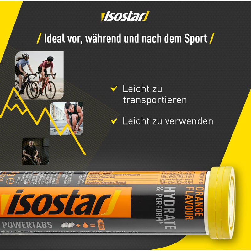 [Australia] - Isostar - Hydrate & Perform Powertabs with orange flavor - effervescent tablets for isotonic drinks - 10 tablets - 190908 Orange 