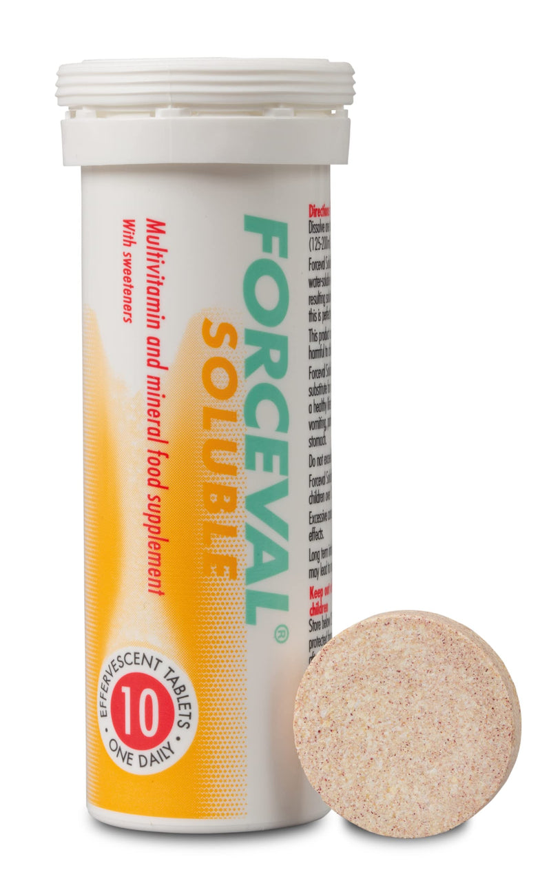 Effervescent Multivitamin Tablets, 24 Key Vitamins and Minerals Including Vitamin C, B and D, Iron and Zinc. One Effervescent Tablet a Day. for Adults and Children 12+. Pack of 30 Forceval Soluble