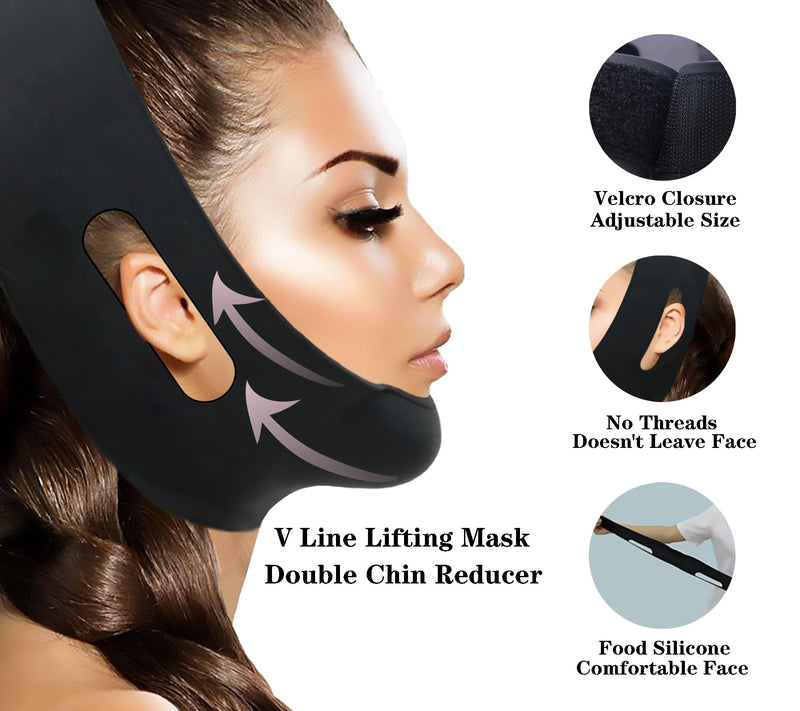 WIDVIH Silicone Chin Strap，V Line Mask Lifting Strap ，V Shaped Chin Mask for Women & Men (2PC) 2PC
