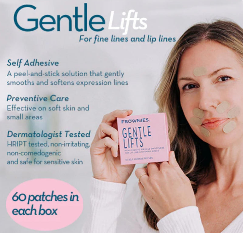 Frownies Gentle Lifts 60 reusable self-adhesive patches. Wrinkle treatment to reduce lip lines, Anti Ageing