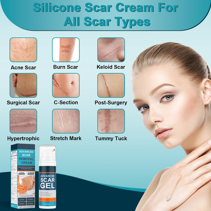 [Australia] - Scar Cream, Advanced Scar Gel for Old & New Scars, Professional Scar Removal Cream For Surgical Scars, Face, Body, Leg, Acne, Stitches, Burns, C-Section, Keloids, 1.76oz Large Blue 