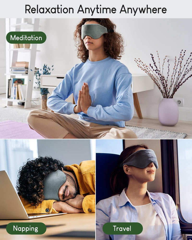 [Australia] - Sivio Weighted Eye Mask for Sleeping, Cooling & Cozy Reversible Blackout Sleep Mask for Women & Men, Microwave Freezable Heavy Blindfold for Migraine, Travel, Meditation, 0.55lbs, Grey 