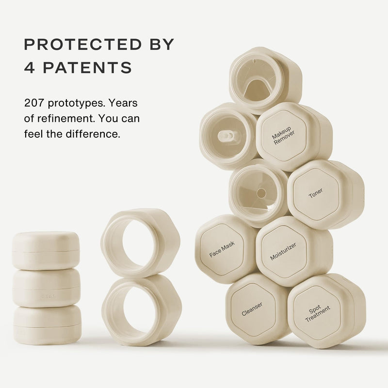 Cadence Capsules - Basic Skincare Set, Sand - Three Small Containers with Magnetic Lids - 100% Leak Proof & TSA Approved for Travel and Carry On, Minimalist & Stackable (0.56 oz Each) Basic Set