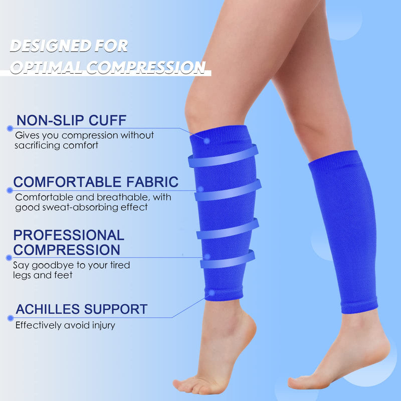 Geyoga 6 Pairs Calf Compression Sleeve for Men Women Football Leg Sleeve Elastic Calf Support Sock for Sports Cycling Running Basketball Large
