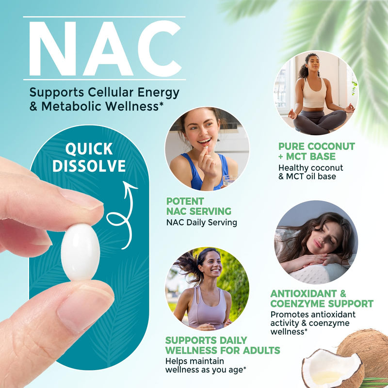 NAC N-Acetyl L-Cysteine 600mg Softgels with NAD+ & MCT Oil, Enhanced Absorption Formula, 300 Softgels Supplements (100 Day Supply), Non-GMO, Gluten Free, Lab Tested NAC Supplement