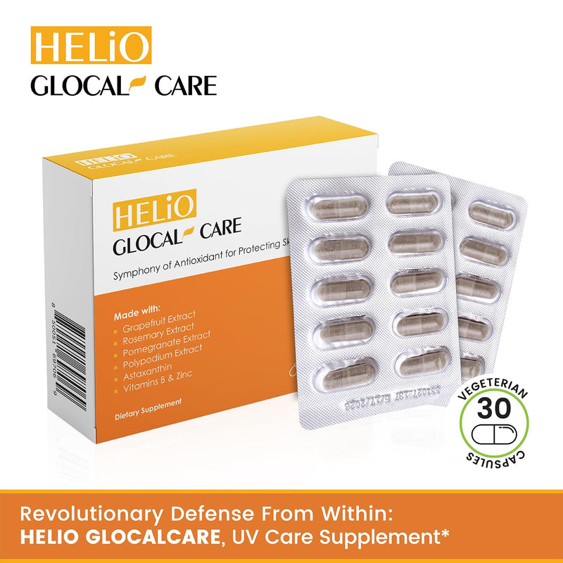 [Australia] - GlocalCare Helio Supports Skin Against UV Rays & Promotes Healing from Sun Damage - Polypodium Leucotomos Extract, Nutroxsun, Astaxanthin 