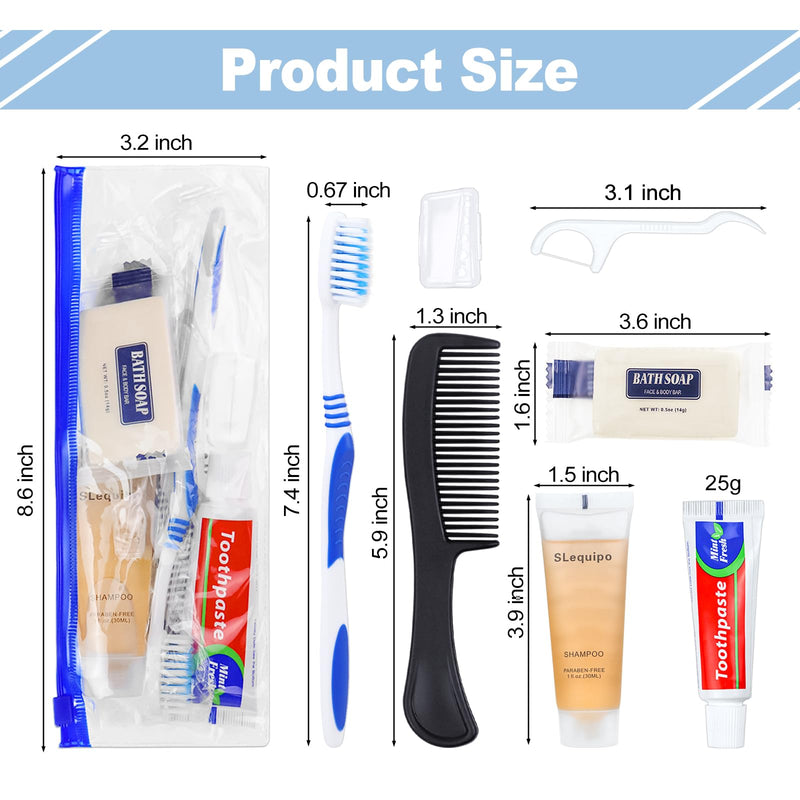 Pack of 10 Hygiene Kit, Hygiene Kit Bulk, Individually Packed, Travel Hygiene Kit with Toothbrush, Toothpaste, Comb, Shampoo, Soap and Floss Picks, Home, Suitable for Hotel, Camping, Travel