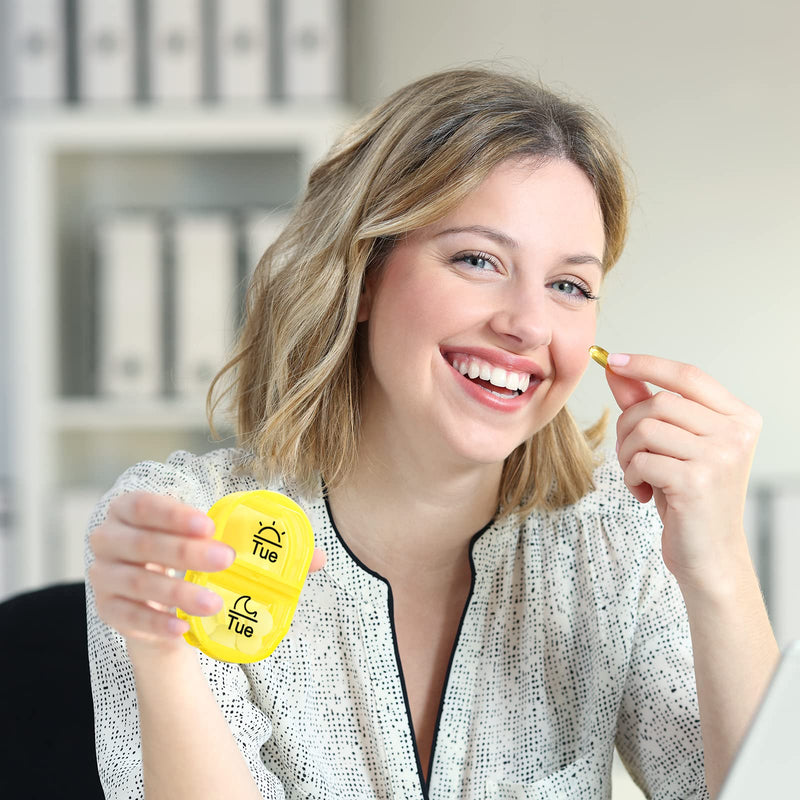 [Australia] - AUVON Pill Box 2 Times a Day, Weekly Pill Organizer AM PM with 7 Daily Pocket Case to Hold Vitamin, Medicine, Medication, and Supplement Clear 