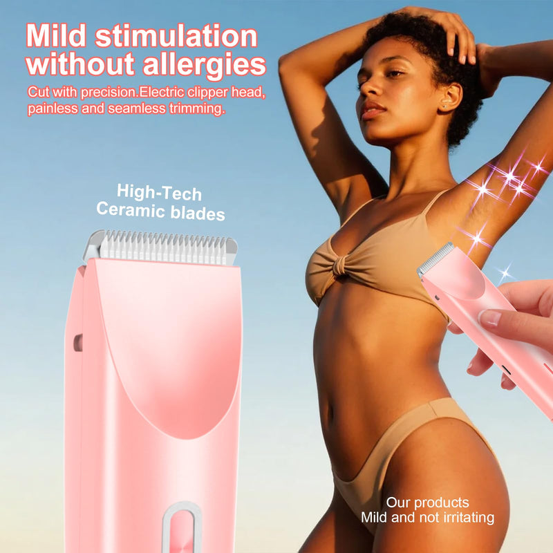 [Australia] - Electric Bikini Trimmer for Women, 2-in-1 Hair Shaver and Epilator, Waterproof Wet/Dry Lady Shaver（Pink） Pink 