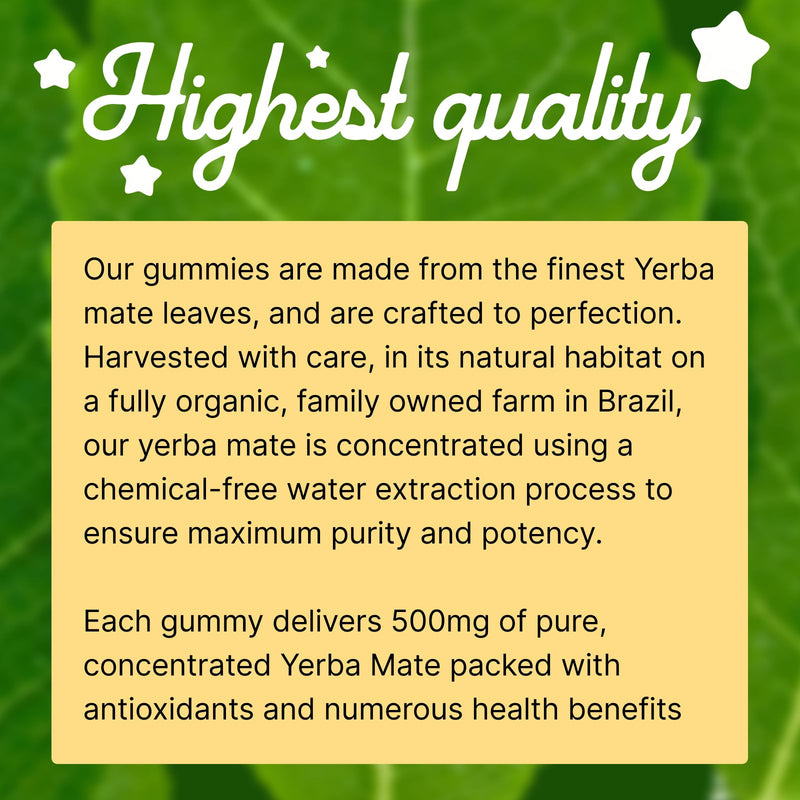 [Australia] - Yerba Mate Gummies, Yuzu & Ginger - Made with Organic, Unroasted Yerba Mate. Free from Added Caffeine. Vegan, Non-GMO, Gluten-Free, Kosher. 50 Delicious Supplement Gummies 