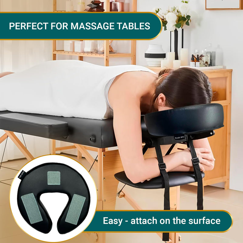 [Australia] - Premium Massage Face Cradle Cushion Memory Foam, Massage Pillow Face Down for Massage Table, PU Leather U Shaped Pillow (Black) Black 