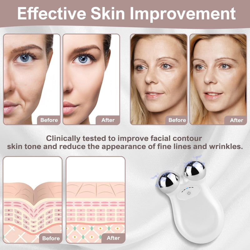 Microcurrent Face Device, USB Microcurrent Facial Shaping Tool for Facial Wrinkle Removal and Anti-Aging，Mini Microcurrent Face Lift Device for Face Lifting and Facial Sculpting (White) White