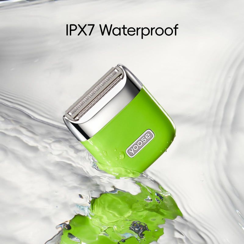 yoose Electric Razors for Women, IPX7 Alloy Body Bikini Trimmer for Women (USB-C, Trimmer Comb, Multi Shaving Modes), Portable Size, Cyber Green