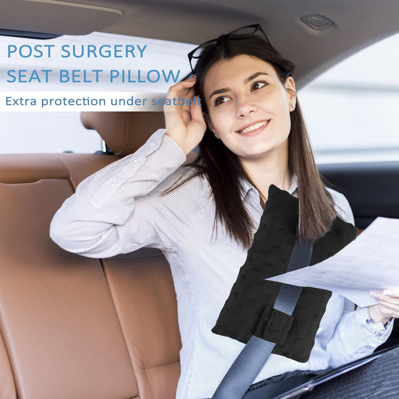 [Australia] - Post Surgery Seat Belt Pillow, Masterectomy Seatbelt Pillow, Hysterectomy Pillow Abdominal Surgery Seat Belt Cushion, Port Pillow, Heart Surgery Cushion, Tummy Tuck and C-Section Recovery (Black) Black 