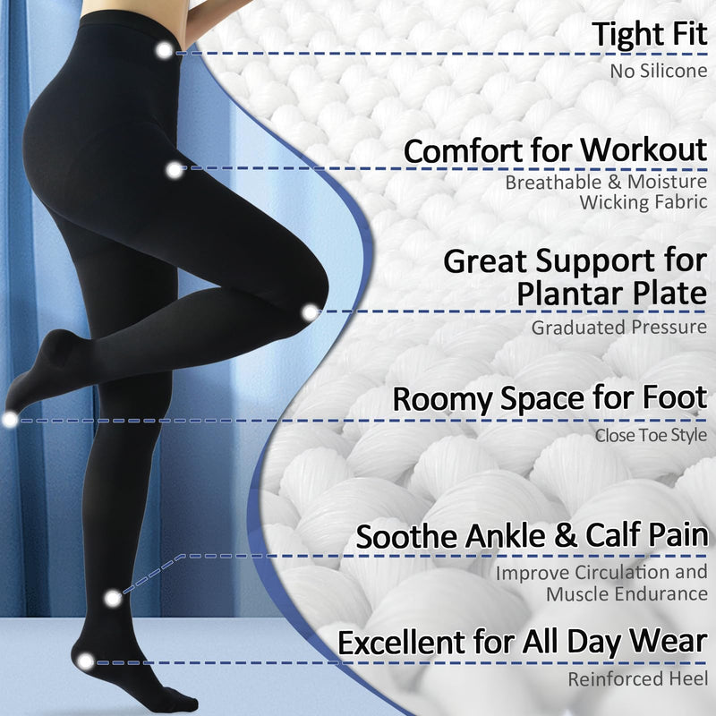 [Australia] - beister Medical compression stockings for women, long, 20-30 mmHg, support stockings for men, opaque toe wrap compression trousers, class 2, solid support for varicose veins, edema, black, 4XL 