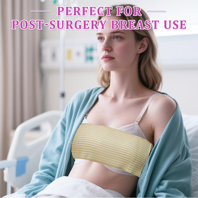 [Australia] - Post Op Breast Augmentation Band | Breast Implant Chest Brace For Women | Compression Wrap Post Surgery Bra Belt | No Bounce Stabilizer Strap | Sport Bra Alternative For Running Working Out (Beige, Large) Beige 