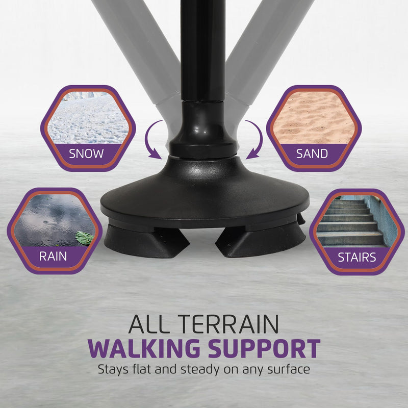 [Australia] - Allay Walking Cane for Men & Women - Foldable, Adjustable, Collapsible Walking Canes for Seniors Balance, Free Standing, Pivot Tip, Heavy Duty, with Travel Bag | Walking Sticks for Seniors & Adults Black 