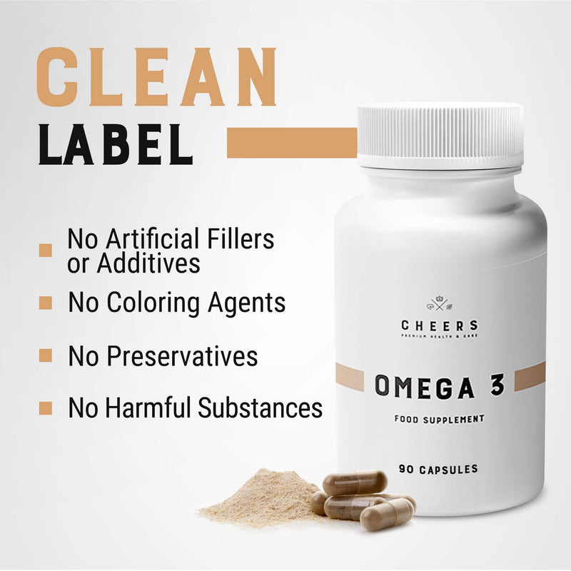 CHEERS - Omega 3, 90 Capsules, High-Strength Fish Oil Contains 550 mg of EPA and DHA per Capsule, Immune and Heart Health Support Vitamins