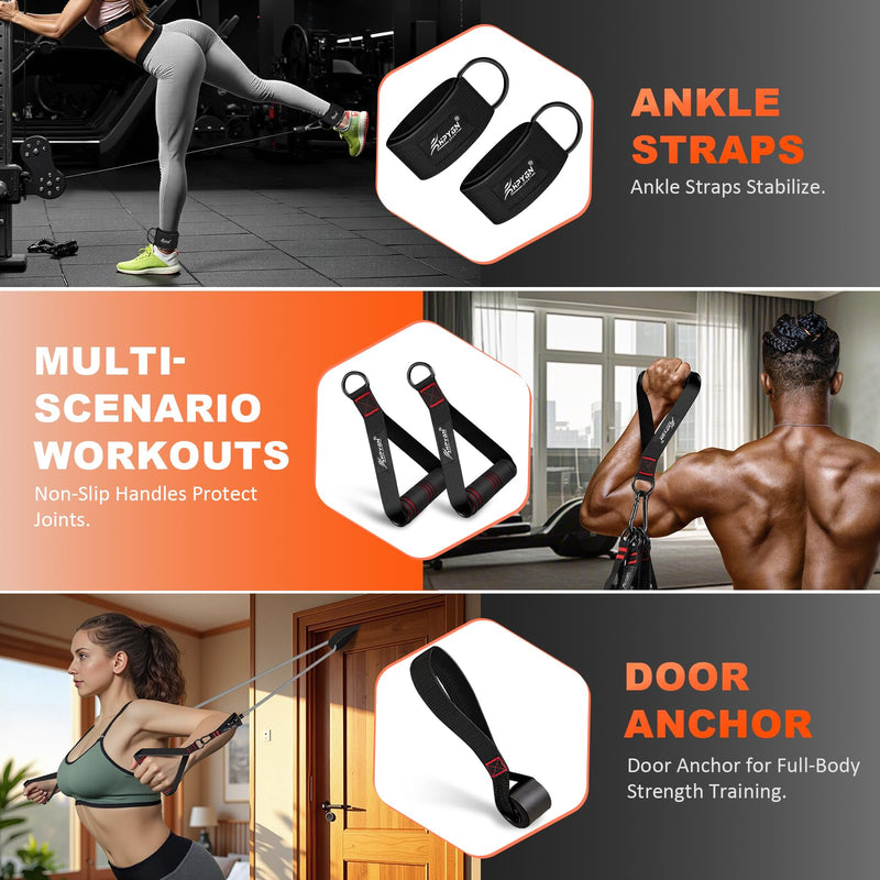 [Australia] - HPYGN Resistance Bands, Exercise Bands with Handles, Fitness Bands, Workout Bands with Door Anchor and Ankle Straps, for Heavy Resistance Training, Physical Therapy, Shape Body, Yoga, Home Workout Set grey 150LBS 