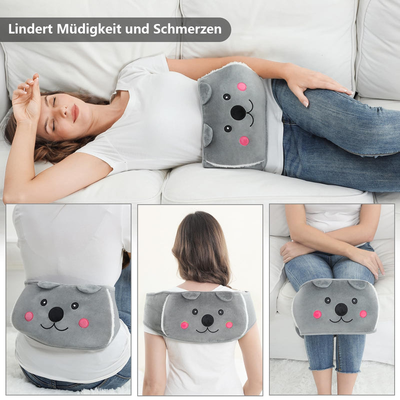 [Australia] - Hot water bottle hot water bottle belt rubber hot water bottle with cover, 1L hot water bottle belt soft plush women children heat belt for period neck shoulder back legs period pain NSD-A 