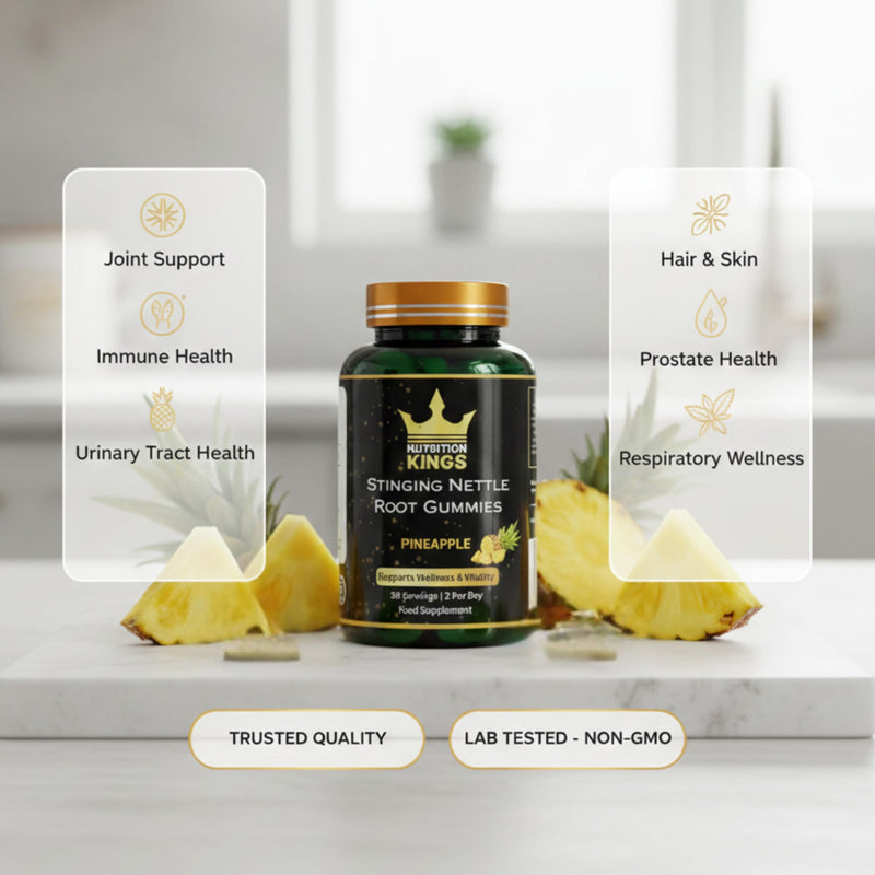 Stinging Nettle Root Gummies – Pineapple Flavor, 60 Count, Vegan Herbal Supplement for Wellness & Balance, Non-GMO